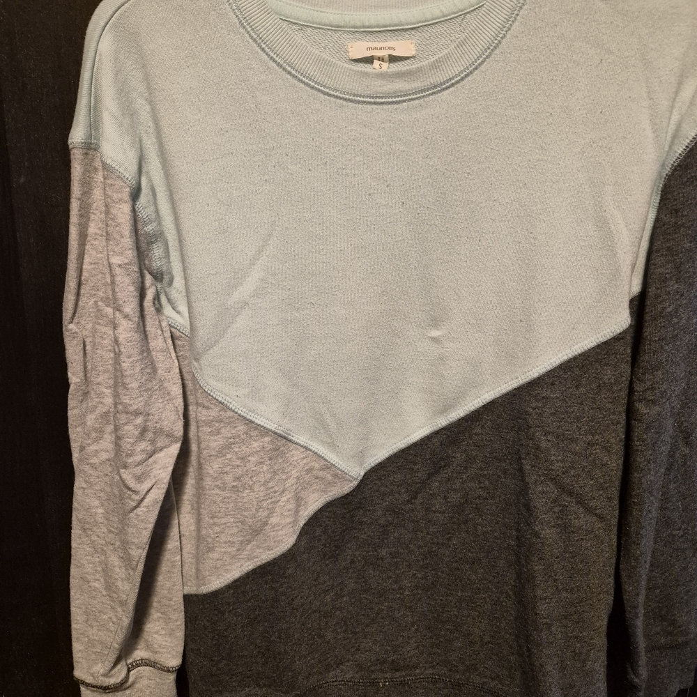 Maurices Colorblock Pullover Sweatshirt - Light Blue, Gray, Charcoal